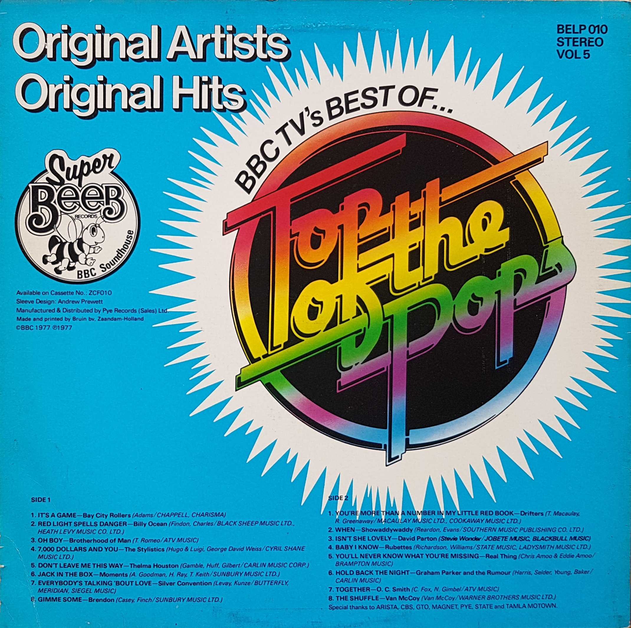Picture of BELP 010 BBC TV's best of top of the pops - Volume 5 by artist Various from the BBC records and Tapes library